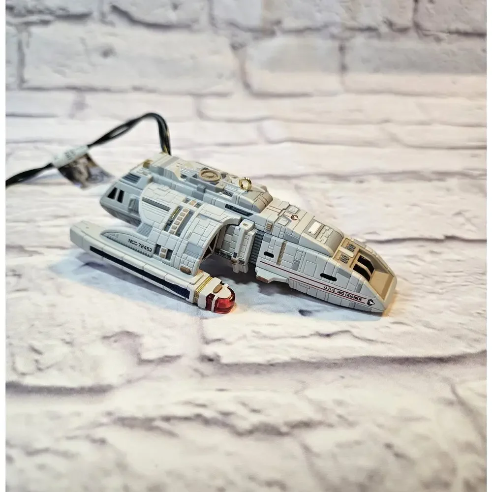 1999 Hallmark Star Trek Deep Space Nine USS Rio Grande Ornament Worf Light Sound